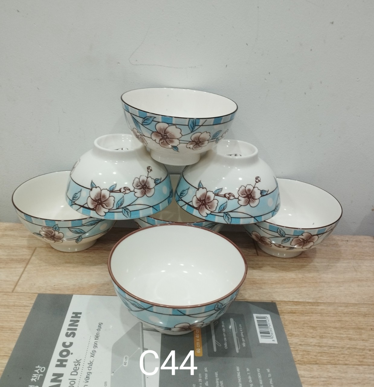 combo 10 chén , 5 chén sứ hoa văn GL92, chén cơm trắng 11cm, chén chấm trắng