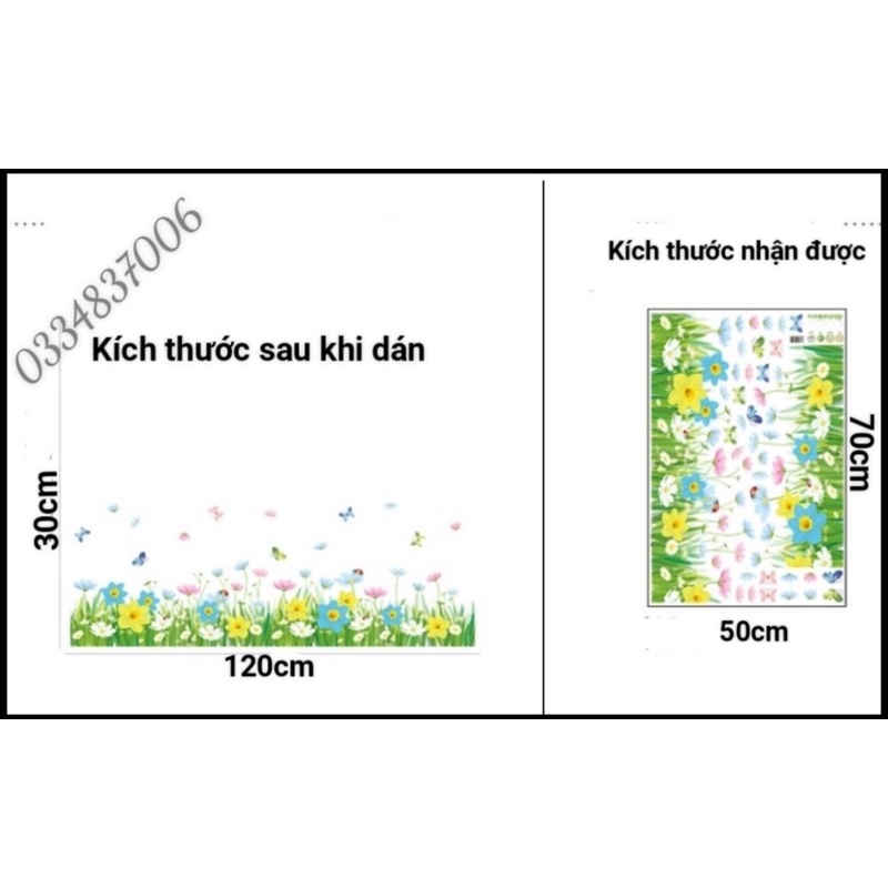 Decal dán chân tường cỏ hoa vàng.
