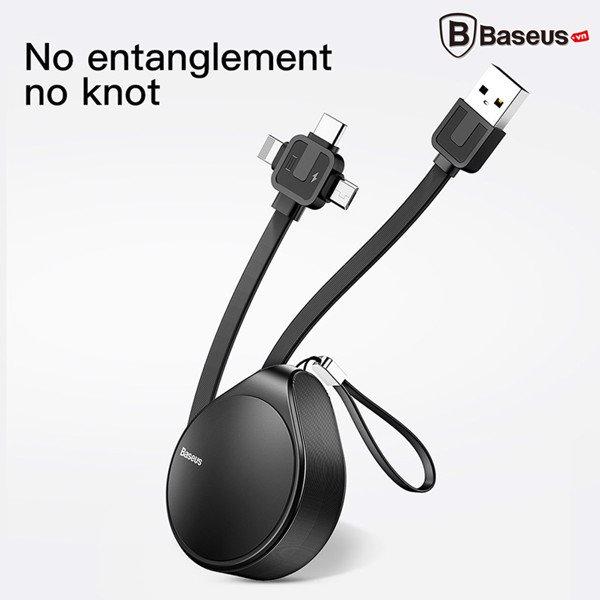 Cáp sạc nhanh 3 trong 1 có thể rút gọn Baseus