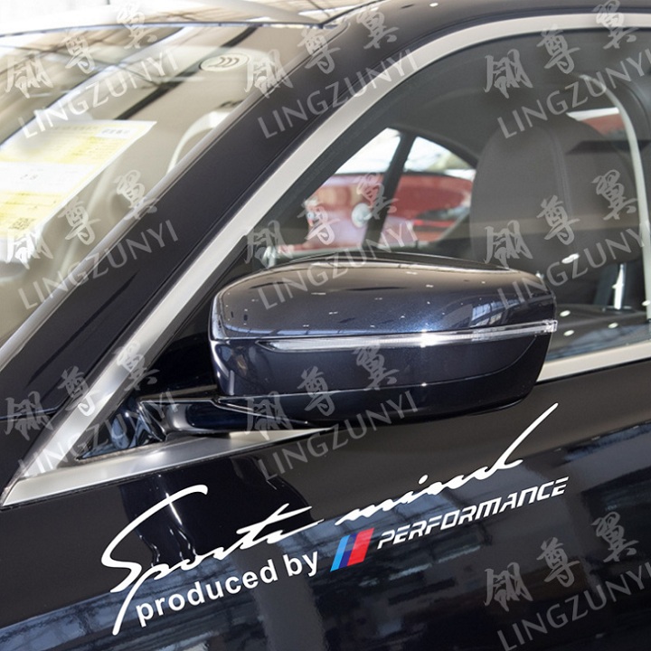 Tem sport mind dán capo xe ô tô Performance 02 (trắng)