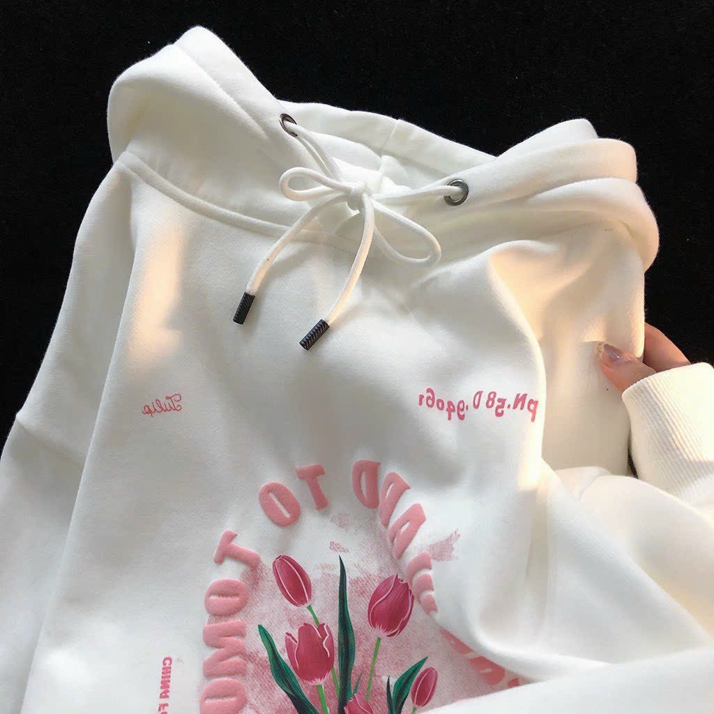 Áo hoodie in nổi hoa tulip nam nữ form rộng - khoác nỉ kiểu dáng unisex -áo hoodie cặp đôi đẹp tp49