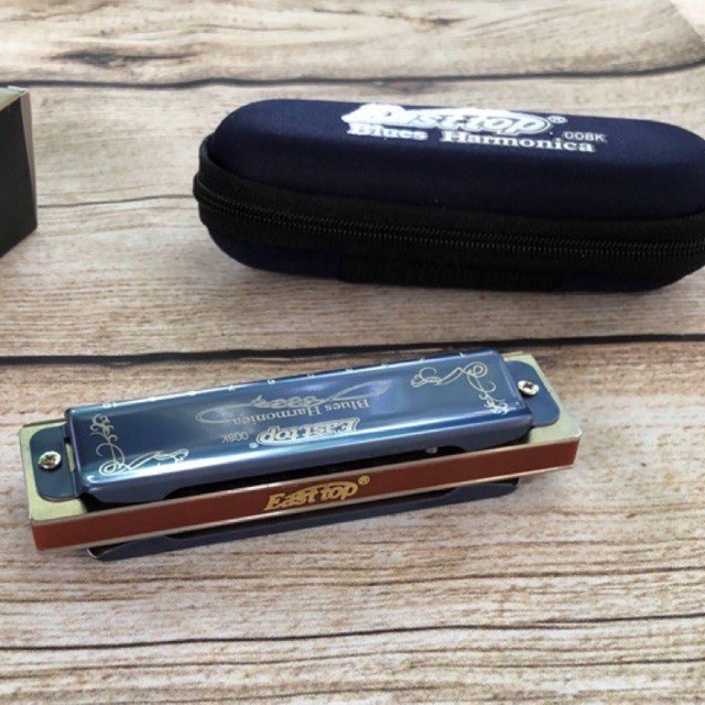 🎵Kèn Harmonica 10 lỗ🎶 Diatonic Easttop T008K Blue (Xanh)