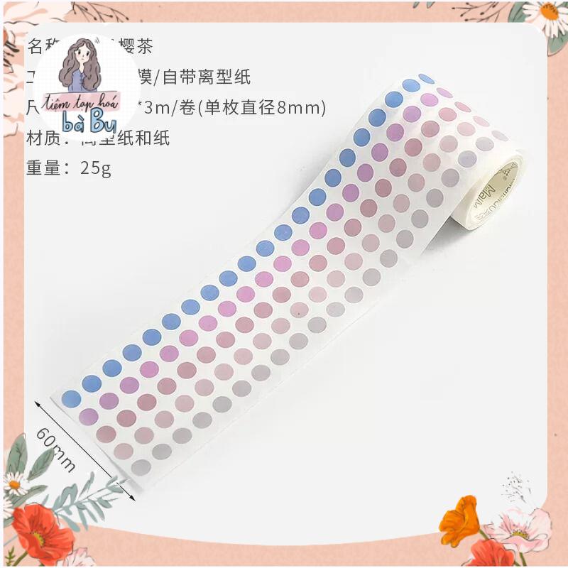 Cuộn stickers dot dùng để đánh dấu và trang trí dài 3m dot 8mm