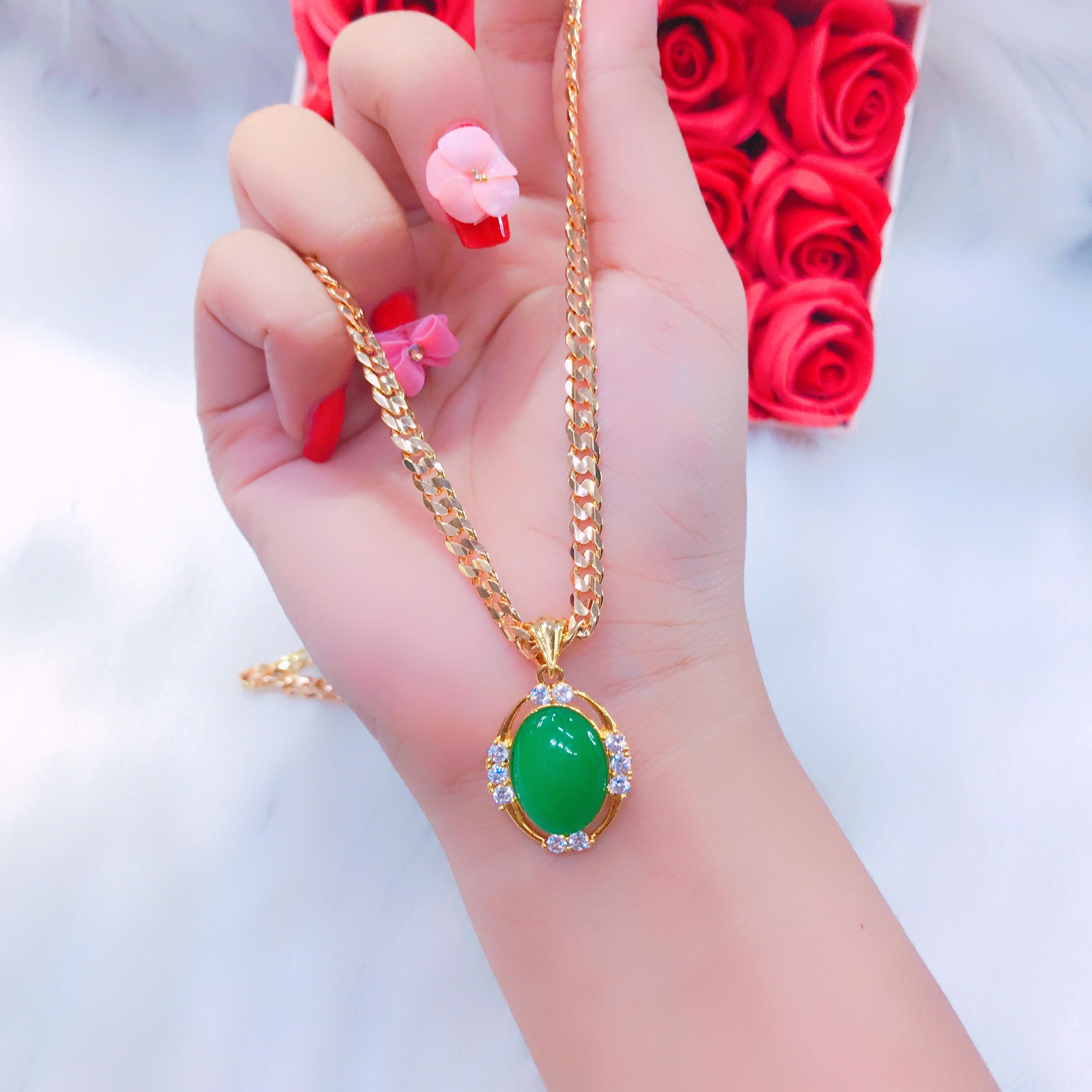 Dây Chuyền Nữ Mặt Cẩm Thạch Giá Rẻ - Thiết Kế Hàn Quốc - Givishop - D1609286 ( Cam Kết Không Đen, Không Ngứa, Chất Liệu Bạc Pha Hợp Kim Cao Cấp )104R