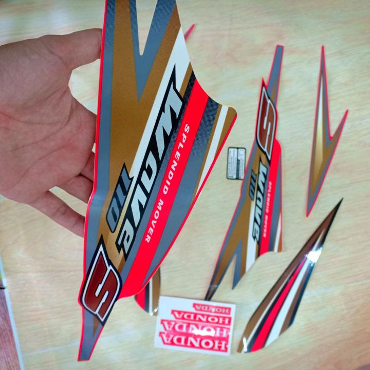 [THẤY LÀ MÊ] Trang trí lại xế yêu của bạn siêu bóng bảy với bộ tem cao cấp 3 lớp cho xe WAVE S110 màu NÂU ĐỎ  A279