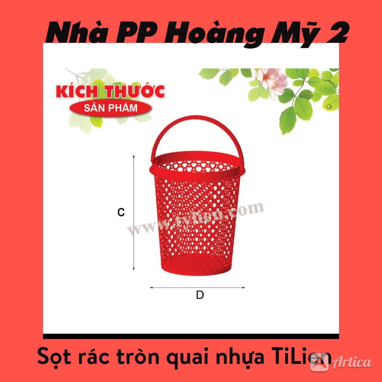 Sọt rác tròn - sọt đan nhỏ nhựa tý liên