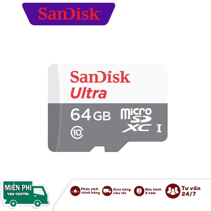Thẻ Nhớ MicroSDHC SanDisk Ultra 64GB , Chuyên dùng camera Wifi - Hàng chính hãng bảo hành
