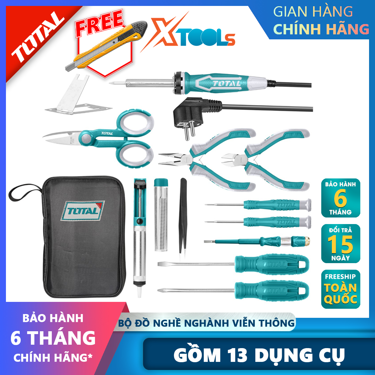 Total tkttsk0132 telemetry tool set 13 PCs | set 13 Telecommunications Tools soldering iron, screwdriver, solder wire, long-needle pliers ..