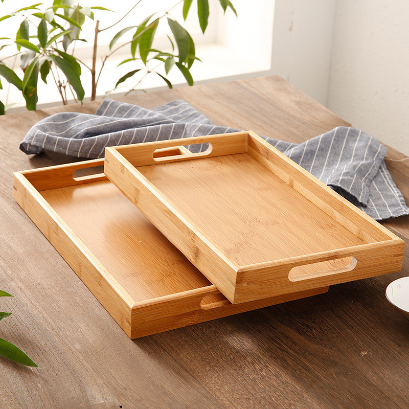 Eco-friendly natural rectangle bamboo wooden tray