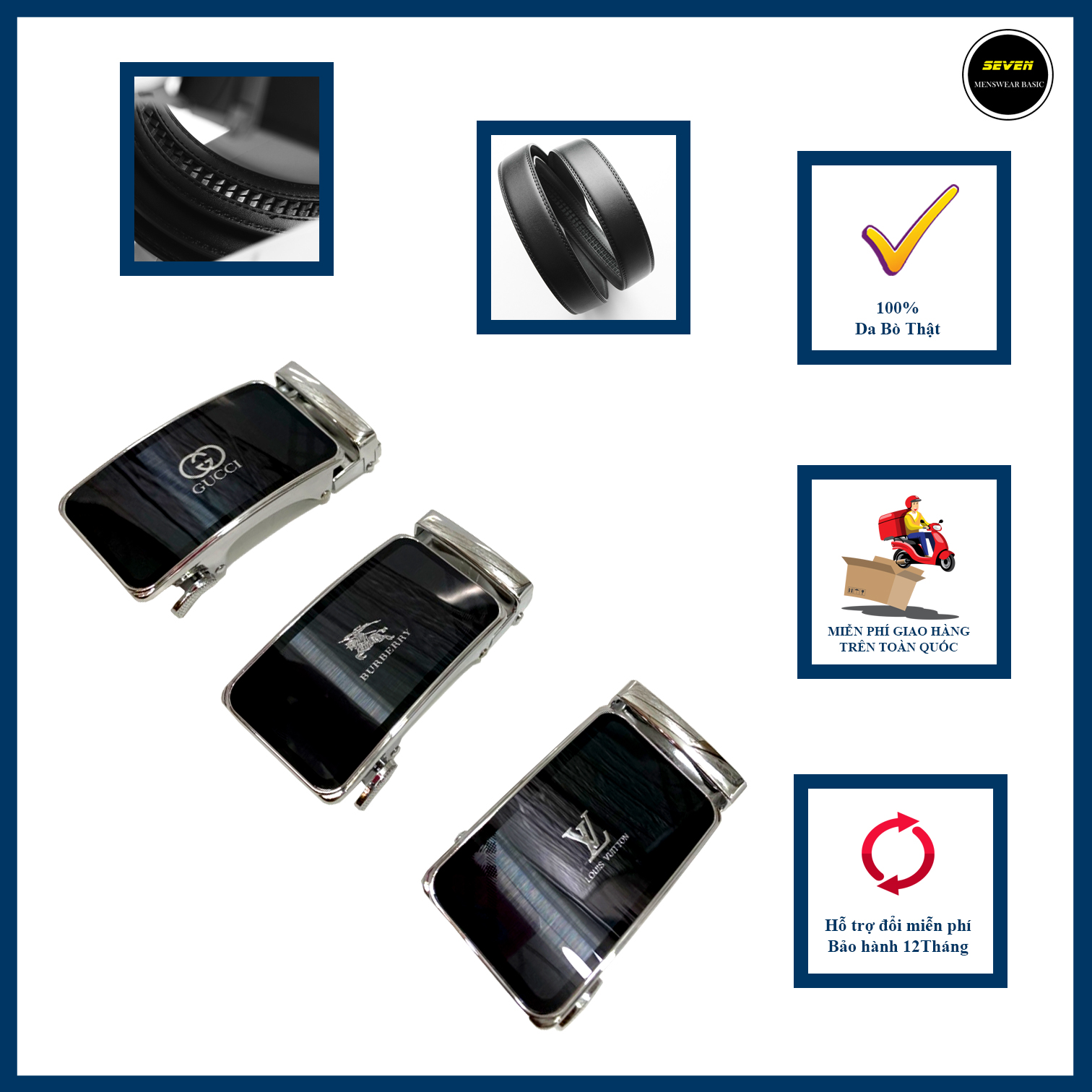 DÂY NỊT - THẮT LƯNG NAM DA BÒ THẬT 100% - DA BÒ BẢO HÀNH 12T