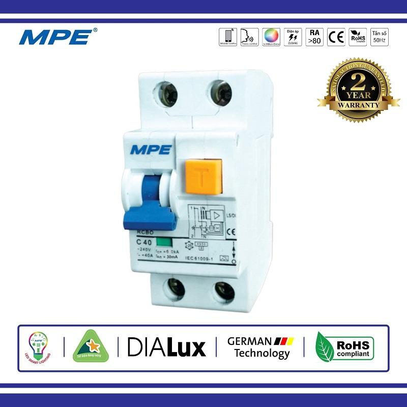 CẦU DAO BẢO VỆ DÒNG RÒ VÀ QUÁ TẢI 2P-32A MPE (RCBO-30/232)