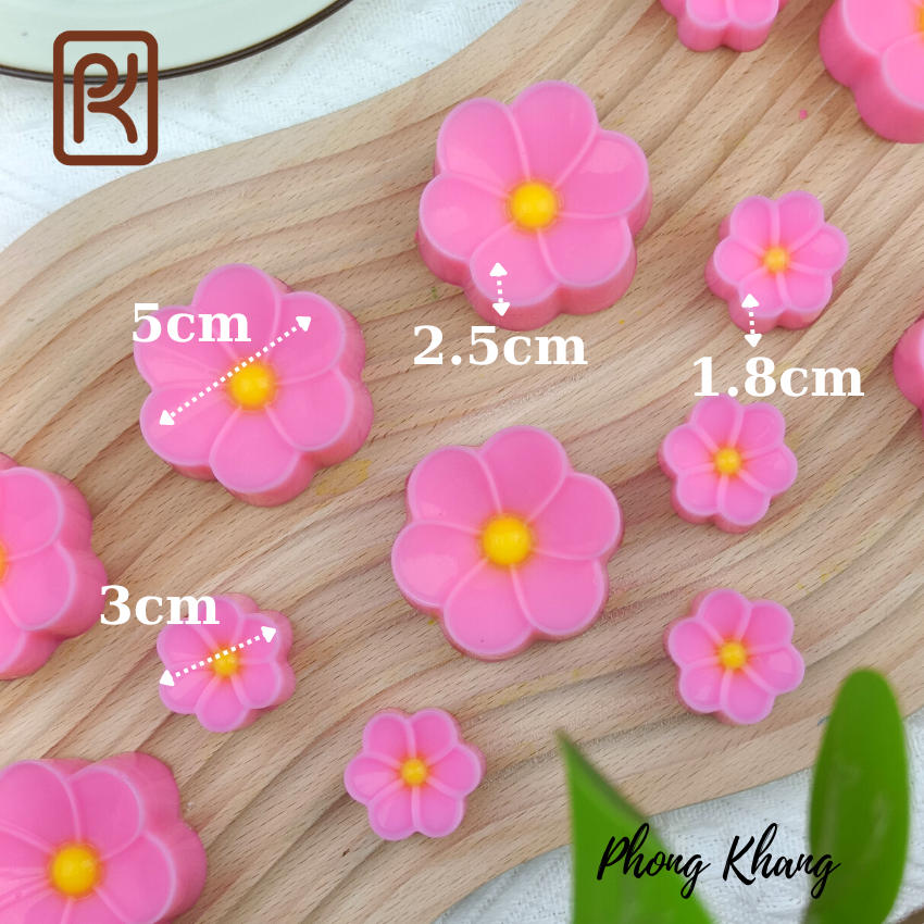 Combo 12 khuôn silicon ( 6 khuôn 5cm-6 khuôn 3cm) Phong Khang hình hoa sứ