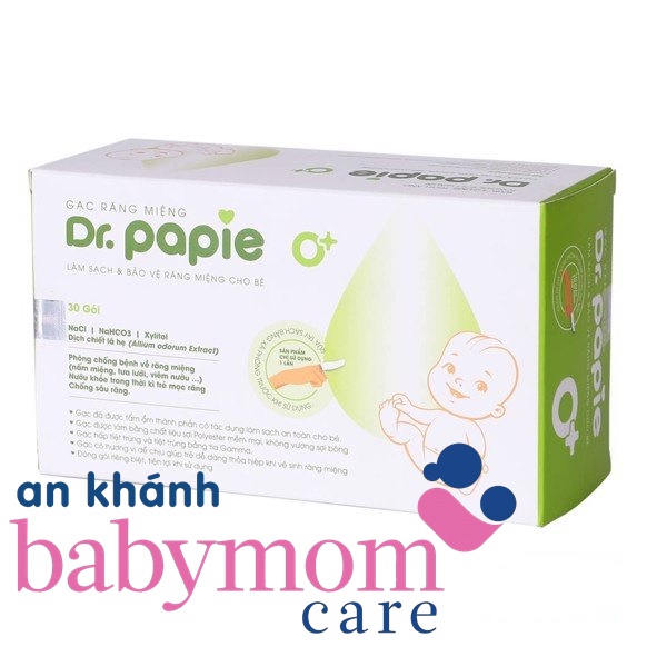 Gạc rơ lưỡi Dr Papie vệ sinh răng miệng cho bé (hộp 30 gói)