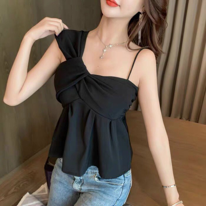 Áo Kiểu Lệch Vai Dây Xoắn Ngực