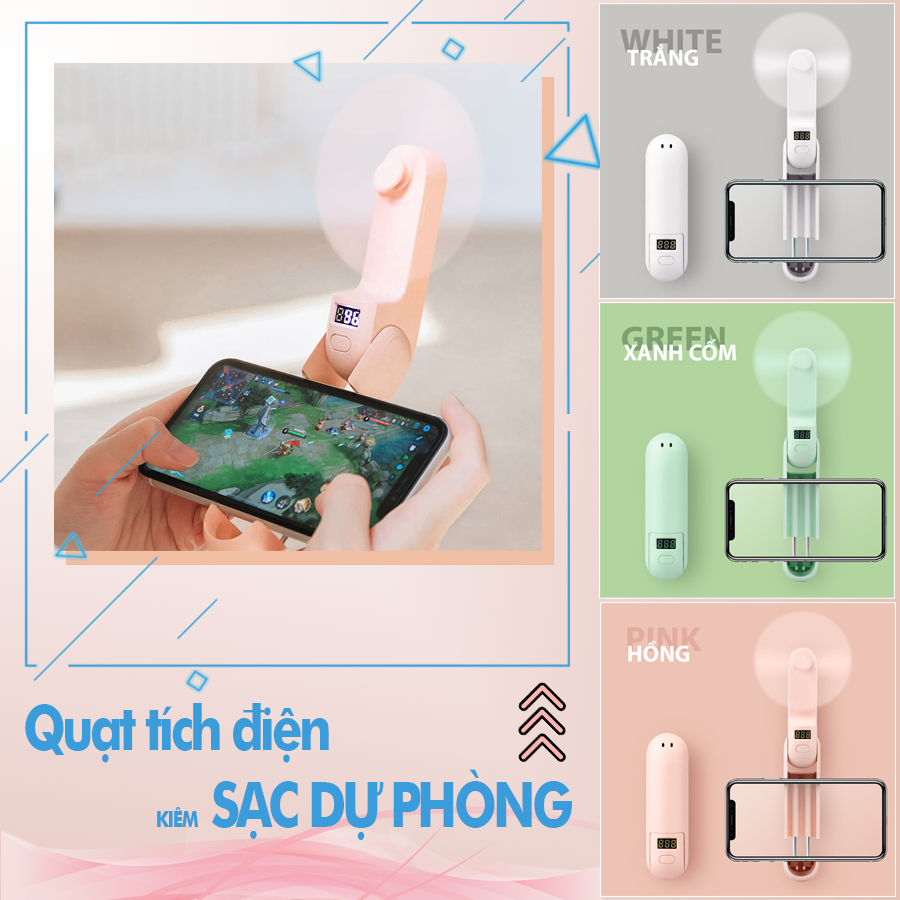 Quạt tích điện Mini kiêm sạc dự phòng 2.000 mAh - V1