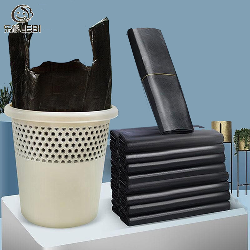 garbage bag [50 packs] thicken home one time portable black vest shape garbage bag