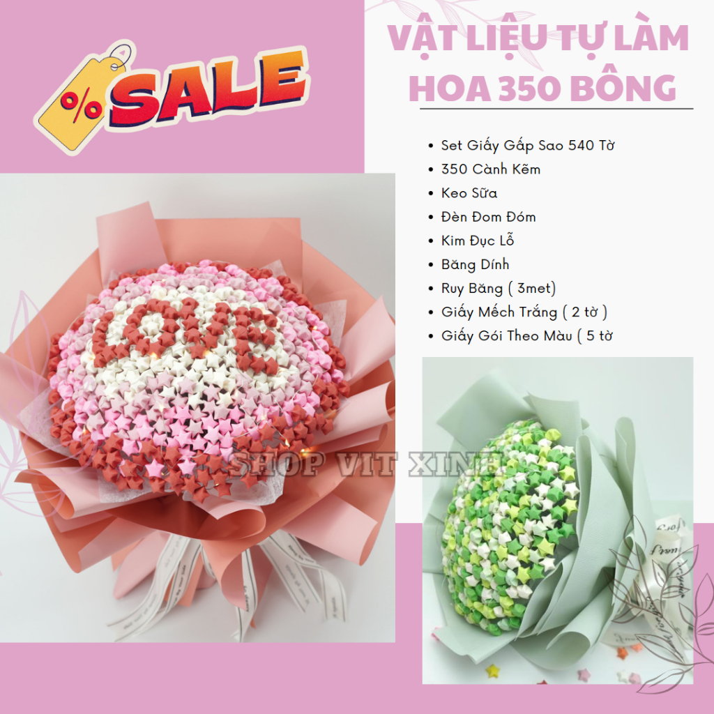 Set Nguyên Liệu Làm Bó Hoa Sao 350 Bông - Shop Vịt Xinh