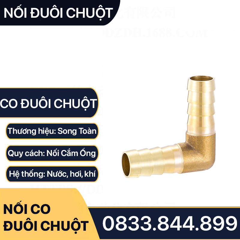 Co đuôi chuột, nối hai đầu đuôi chuột cắm ống mềm lòng trong - đồng thau
