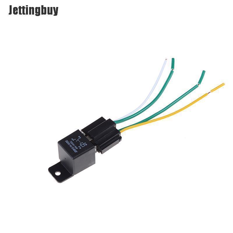 Jettingbuy 2set Car Auto DC 12V Volt 40A Automotive 4 Pin 4 Wire Relay & Socket 40amp 0 4P 40A/DC12V