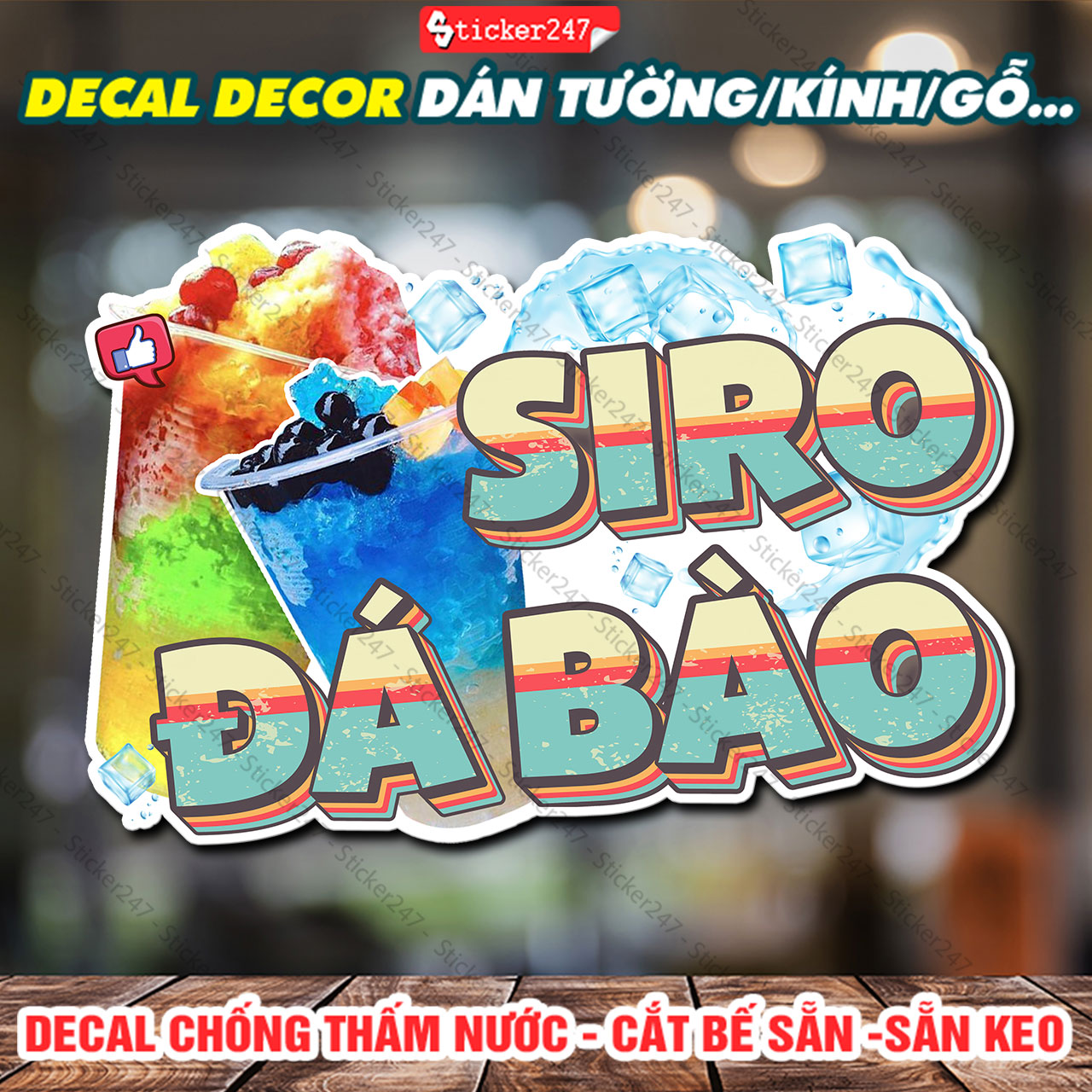 Decal siro đá bào trang trí quán – sticker siro đá bào , decal dán tường, tủ, kính, quầy, xe trà sữa, xe cà phê - f09-15
