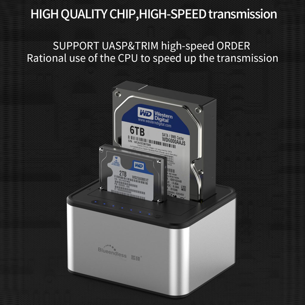 DOCK HDD BLUEENDLESS HD07A Sata 2.5”+3.5” USB 3.0 (Hỗ trợ đến 10T)