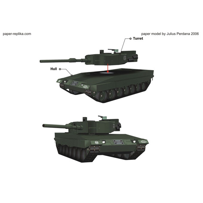 Mô hình giấy 3D xe tank Leopard 2 A4 tỉ lệ 1/43