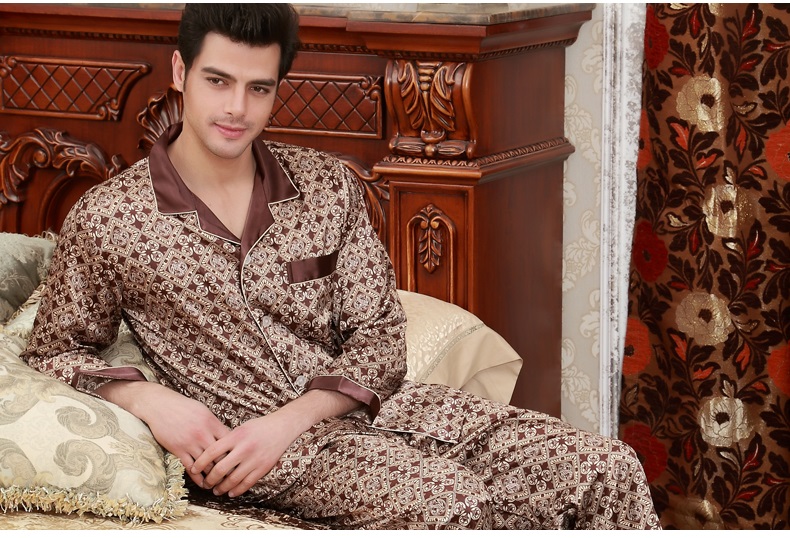 NG057 Bộ Pyjama nam dài tay chất lụa hàng nhập