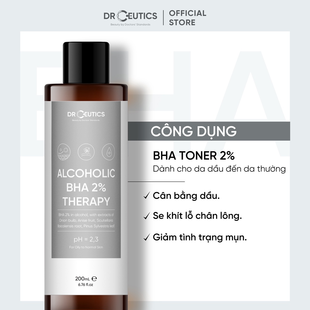 Toner DrCeutics 2% BHA Làm Sạch Và Cân Bằng Da