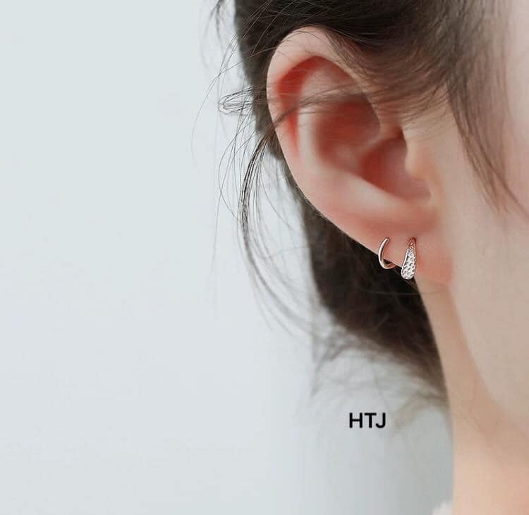 Bông tai nữ bạc ta kiểu xoắn MS35