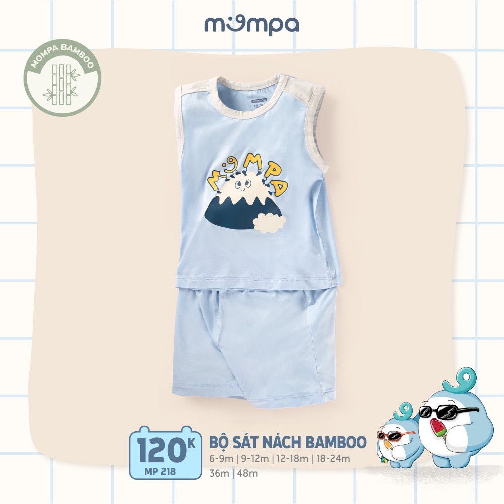 MP218 - Bộ quần áo ba lỗ Mompa vải bamboo mỏng mịn, thoáng mát