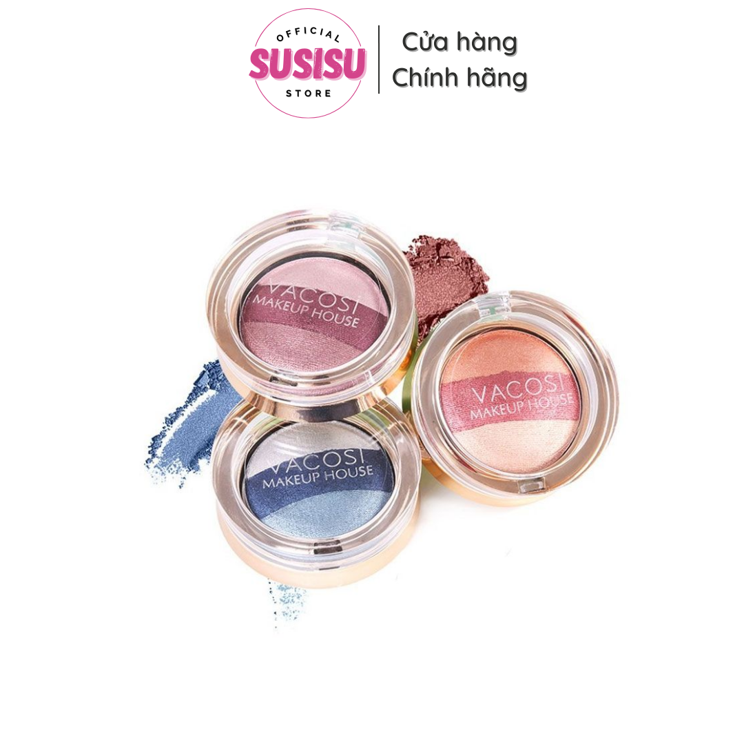 Phấn mắt nhũ 3 màu VACOSI TRIO EYESHADOW (hộp tròn)