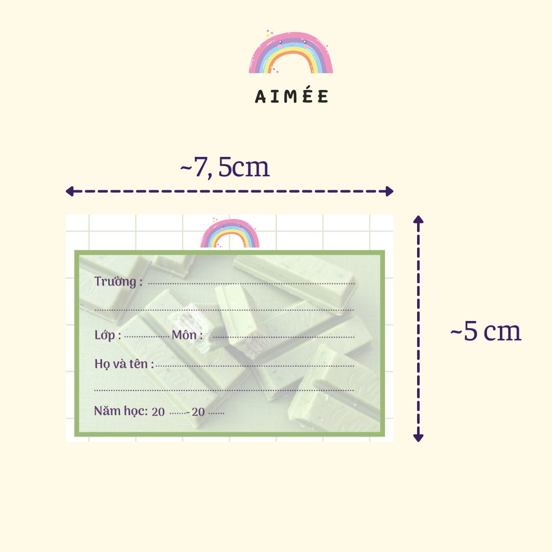Set 12 nhãn vở caro dễ thương | Aimée