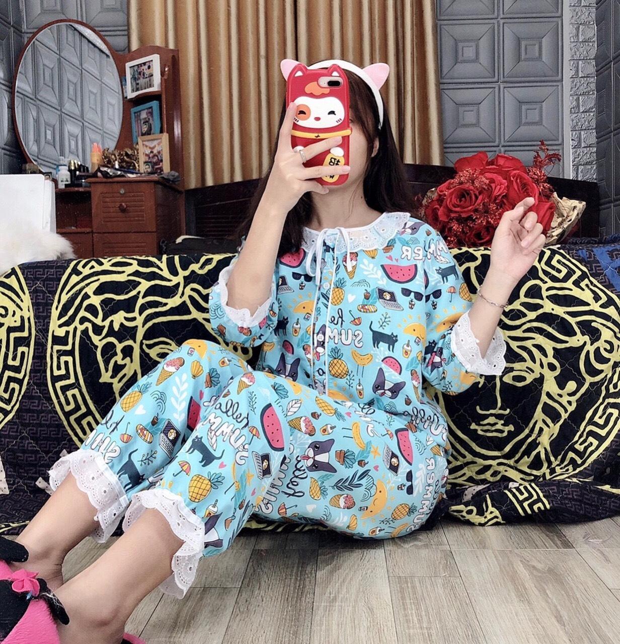 Sét bộ bèo ren lửng in hình mèo kate-MTB