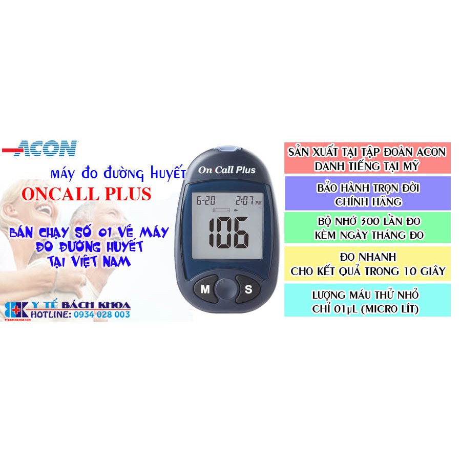Máy Đo Đường Huyết On Call Plus - Mỹ - Bảo Hành Trọn Đời