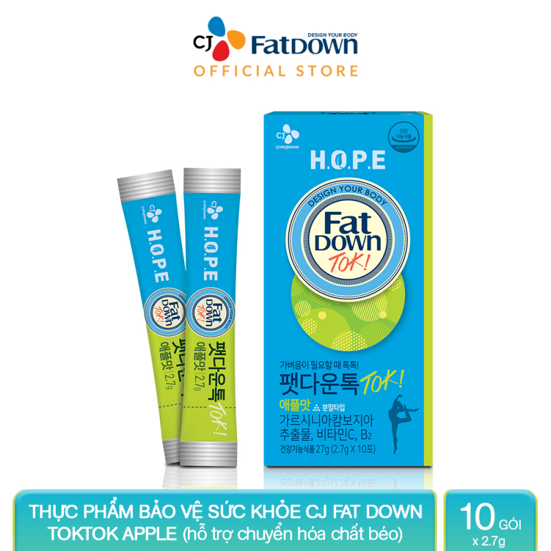 Thực phẩm bảo vệ sức khỏe CJ FATDOWN TOKTOK APPLE hỗ trợ chuyển hóa chất béo (2.7g x 10) nhập khẩu