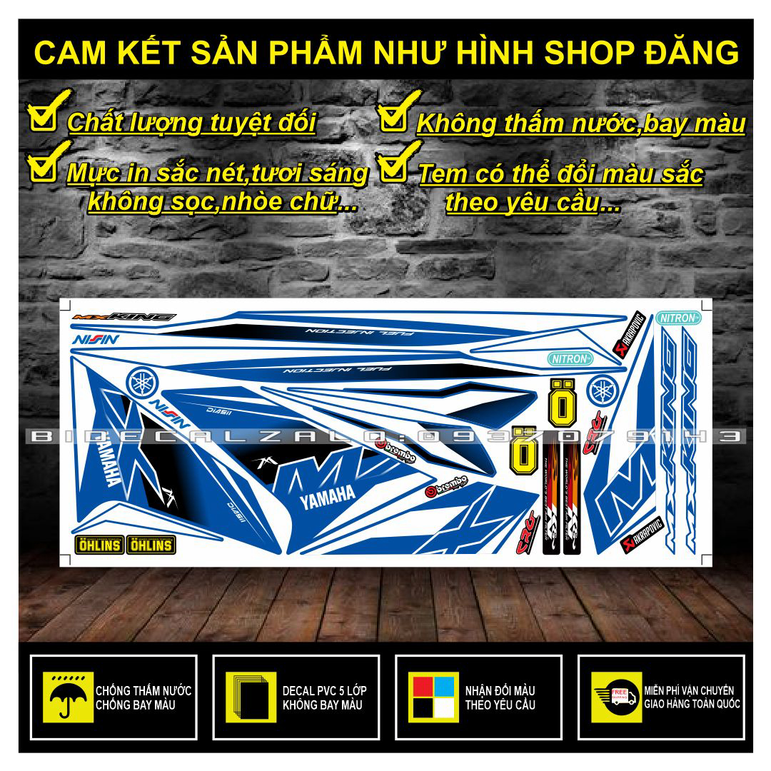 TEM RỜI EXCITER 150 MX PHỐI XANH ĐEN