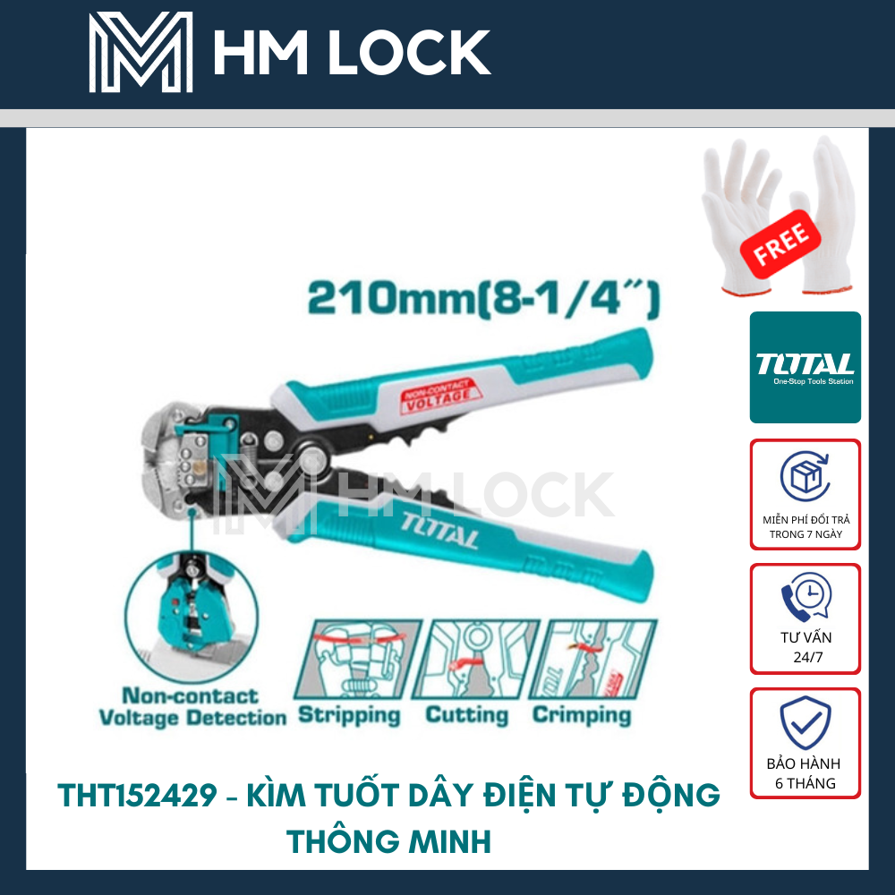 3in1 kềm tuốt dây điện tự động total - hàng chính hãng - tht15246 - hm lock