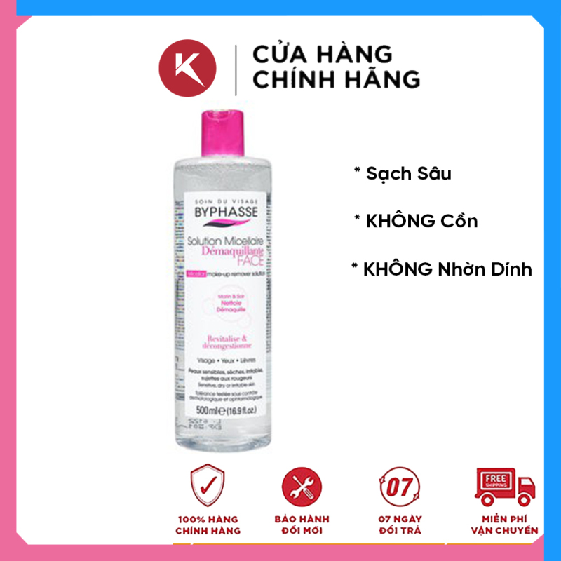 Nước tẩy trang Byphasse Solution Micerallaire Face 500ml- nước hoa hồng, giúp bạn tẩy sạch hiệu quả các chất bẩn và bã nhờn sâu trong lỗ chân lông cùng với lớp trang điểm trên da giá rẻ
