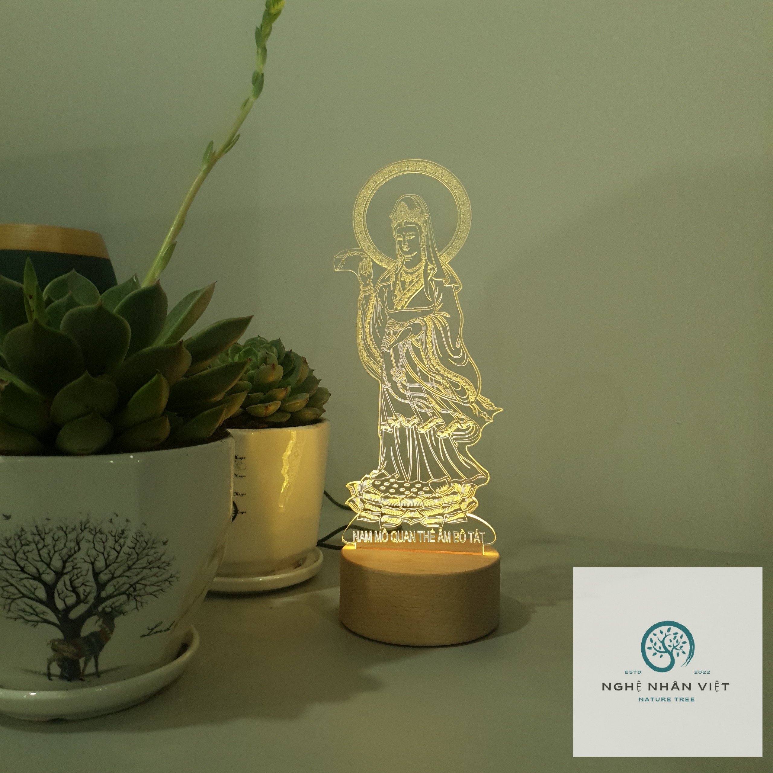 Đèn 3D Decor Quan Âm Bồ Tát Đứng