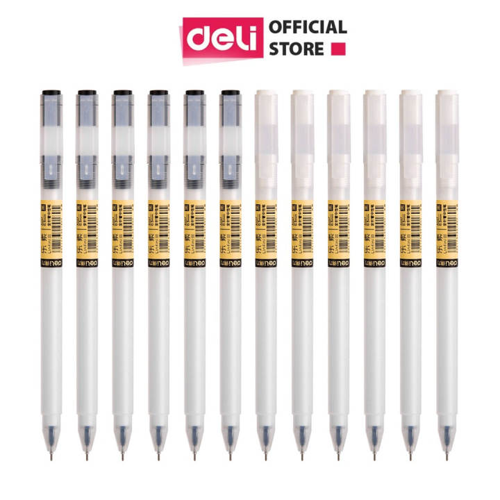 Combo 20 Bút bi nước mực đen Deli bút viết mực gel đen ngòi 0.5mm mực đều nét chữ đẹp phù hợp viết sổ tay ghi chép - A117 - Hình ảnh 2