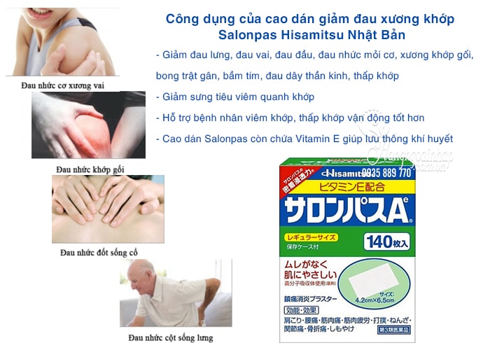 Miếng Dán Salonpas Nhật 140 miếng Nhật Bản