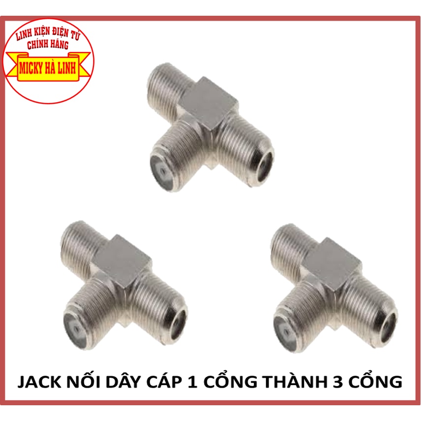 Jack nối dây cáp, rắc nối dây cáp từ 1 thành 3, rắc nối chữ t