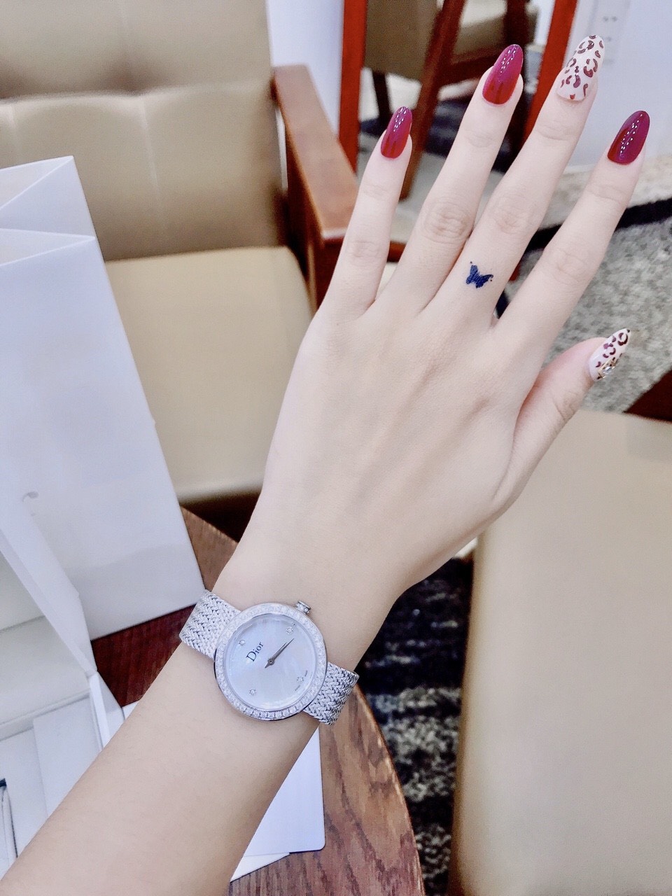 Đồng Hồ Nữ DR Diorr quai lụa mặt khảm trai - Việt Dũng Store