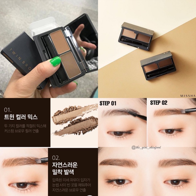 Bột Kit Tán Mày & Che Khuyết Điểm Missha Twin Brow Kit