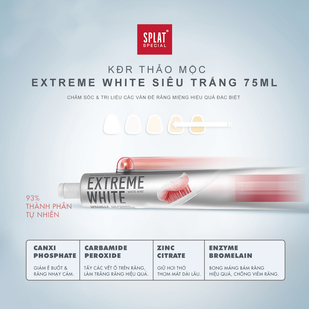 Kem Đánh Răng thảo mộc SPLAT special  EXTREME WHITE Siêu Trắng  75ml