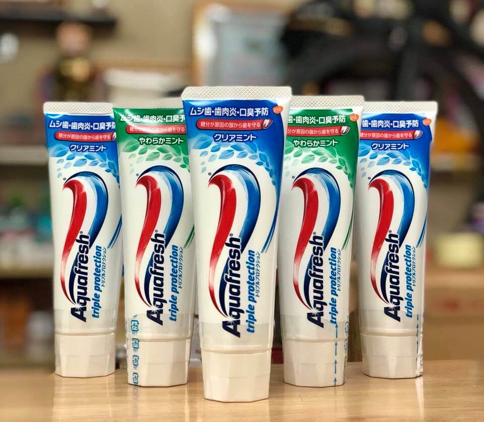 KEM ĐÁNH RĂNG AQUAFRESH NỘI ĐỊA NHẬT (HƯƠNG BẠC HÀ MÁT DỊU - TUÝP 160GR)