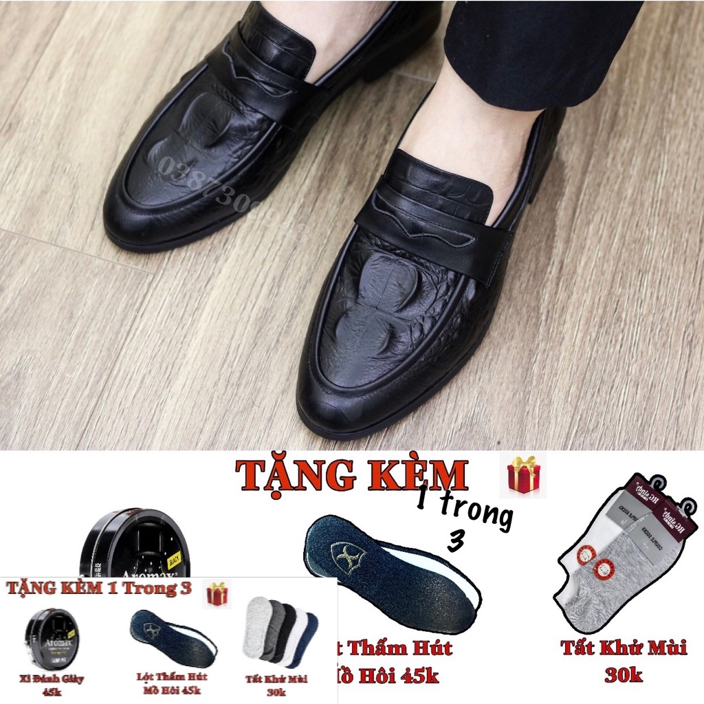 Giày lười nam dập vân cá sấu - đế khâu chắc chắn- mã l179 cực mềm cực êm