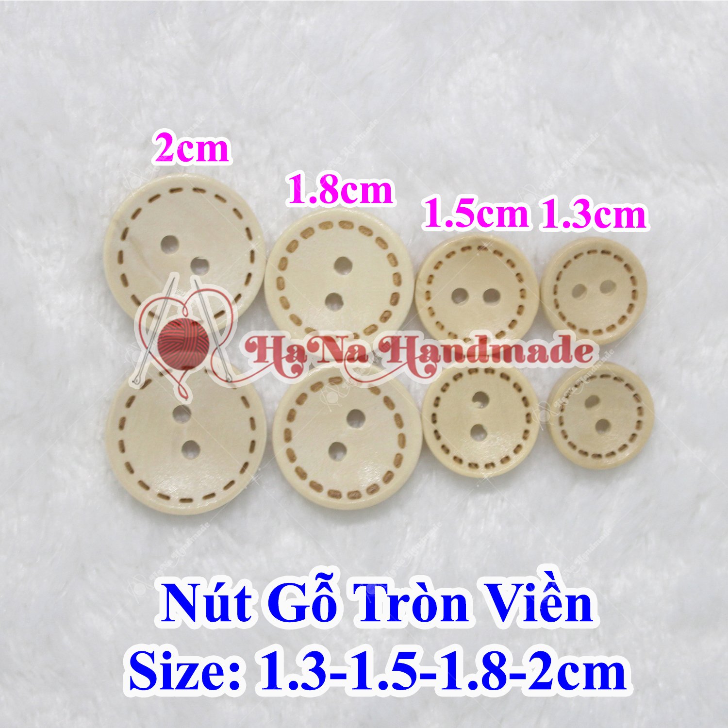 Nút gỗ tròn viền nâu kem