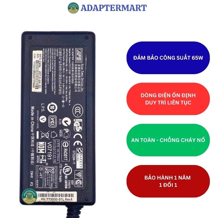 Adapter nguồn máy tính PC mini Intel NUC Kit 19v 3.42a 65W