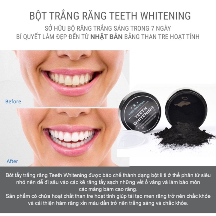 [GIẢM 5% ĐƠN 129K]Bột tẩy trắng răng than hoạt tính